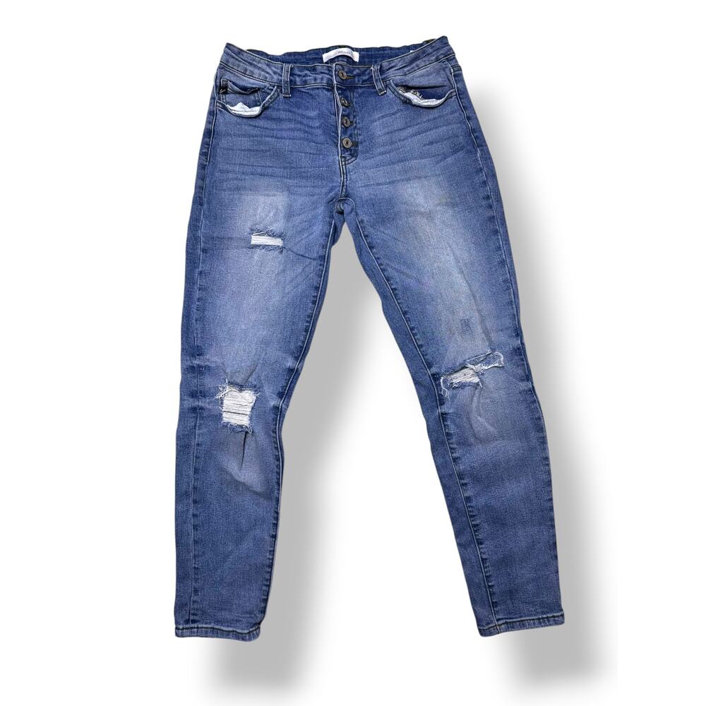 Kancan Distressed Medium Wash Slim Fit Skinny Jeans Size 9
